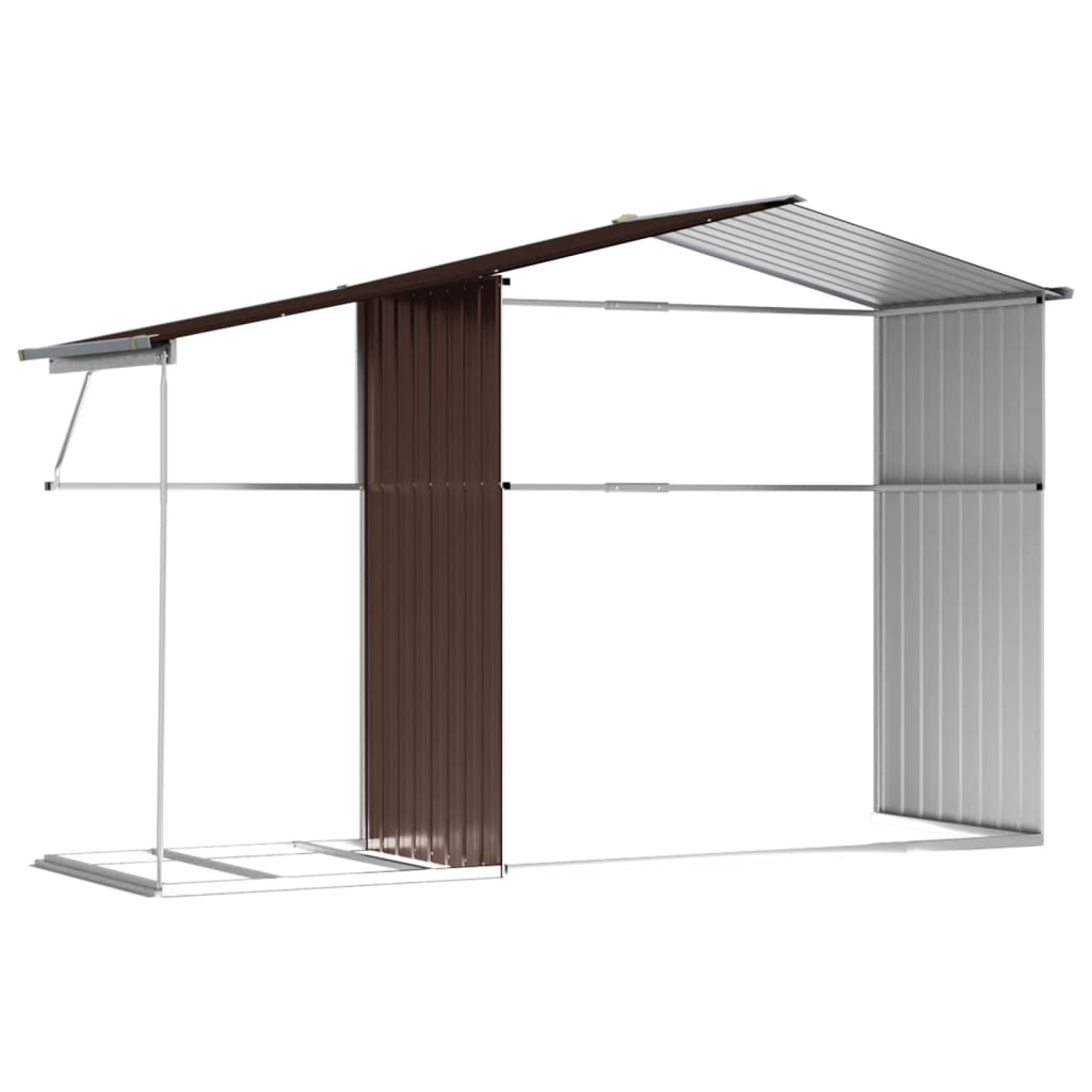 Abrigo de jardim 277x192,5x179 cm aço galvanizado castanho