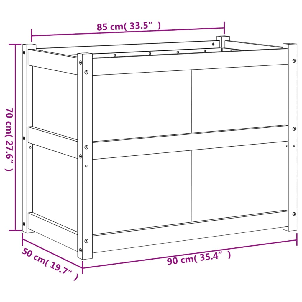 Vaso/floreira de jardim 90x50x70 cm pinho maciço castanho cera