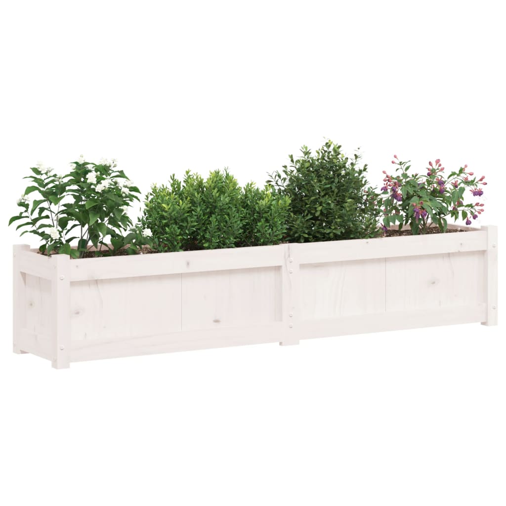 Vaso/floreira de jardim 150x31x31cm madeira pinho maciça branco