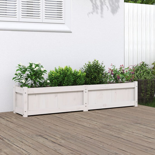 Vaso/floreira de jardim 150x31x31cm madeira pinho maciça branco