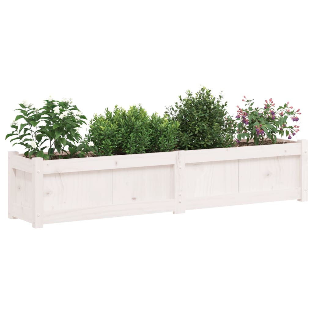 Vasos/floreiras de jardim 2 pcs madeira de pinho maciça branco