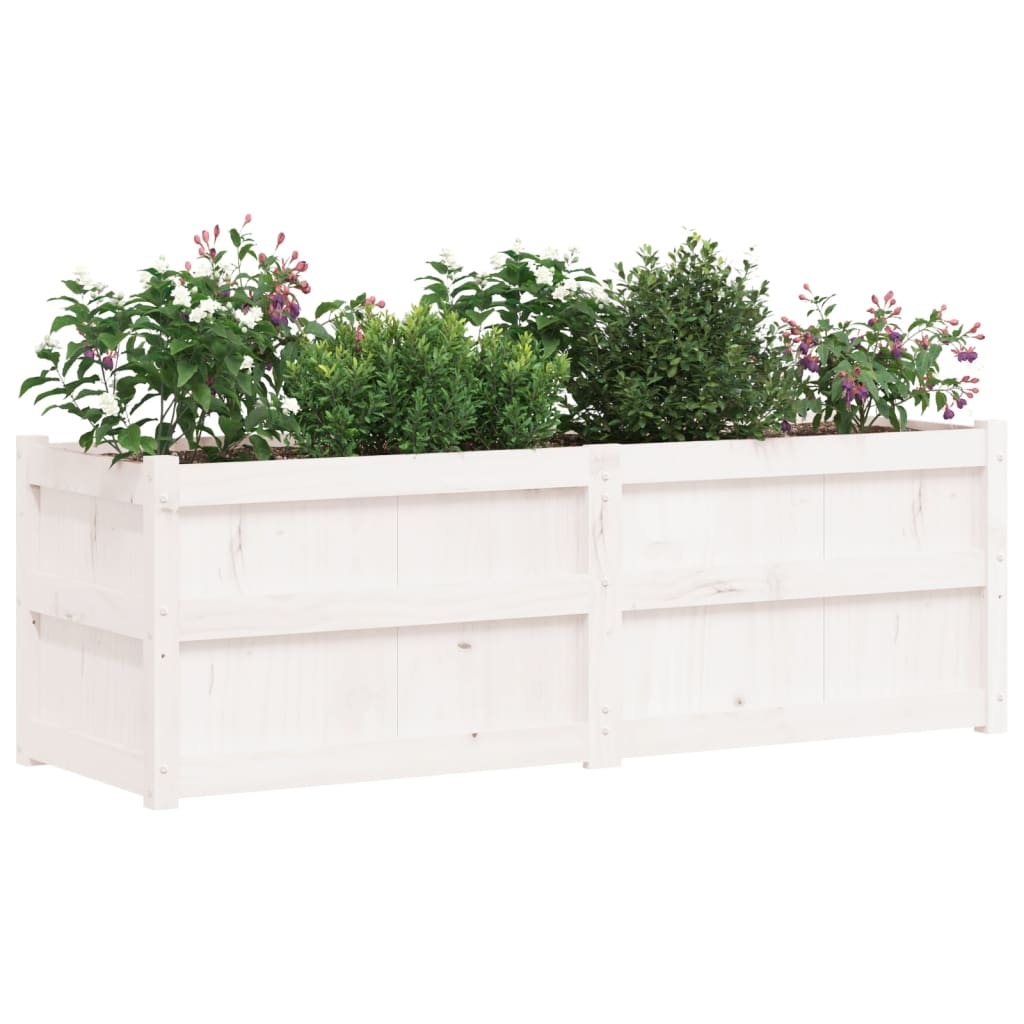 Vaso/floreira de jardim 150x50x50cm madeira pinho maciça branco