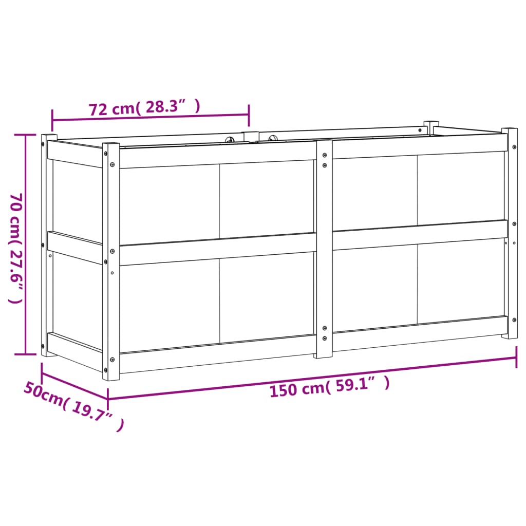 Vaso/floreira de jardim 150x50x70 cm pinho maciço branco