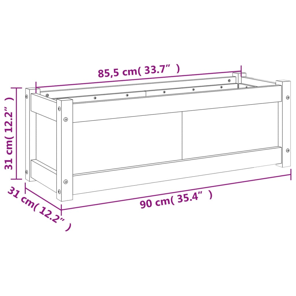 Vaso/floreira de jardim 90x31x31 cm madeira de douglas maciça