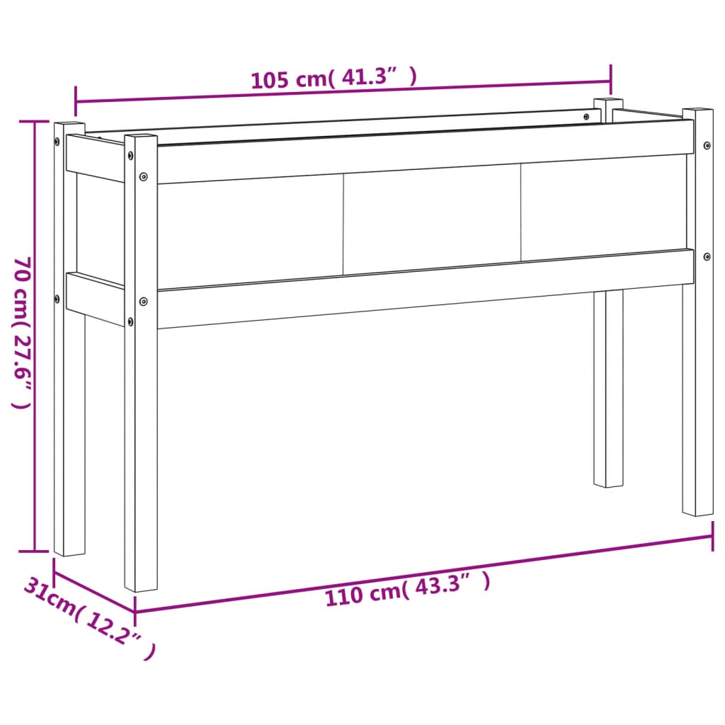 Vasos/floreiras de jardim com pernas 2 pcs pinho maciço