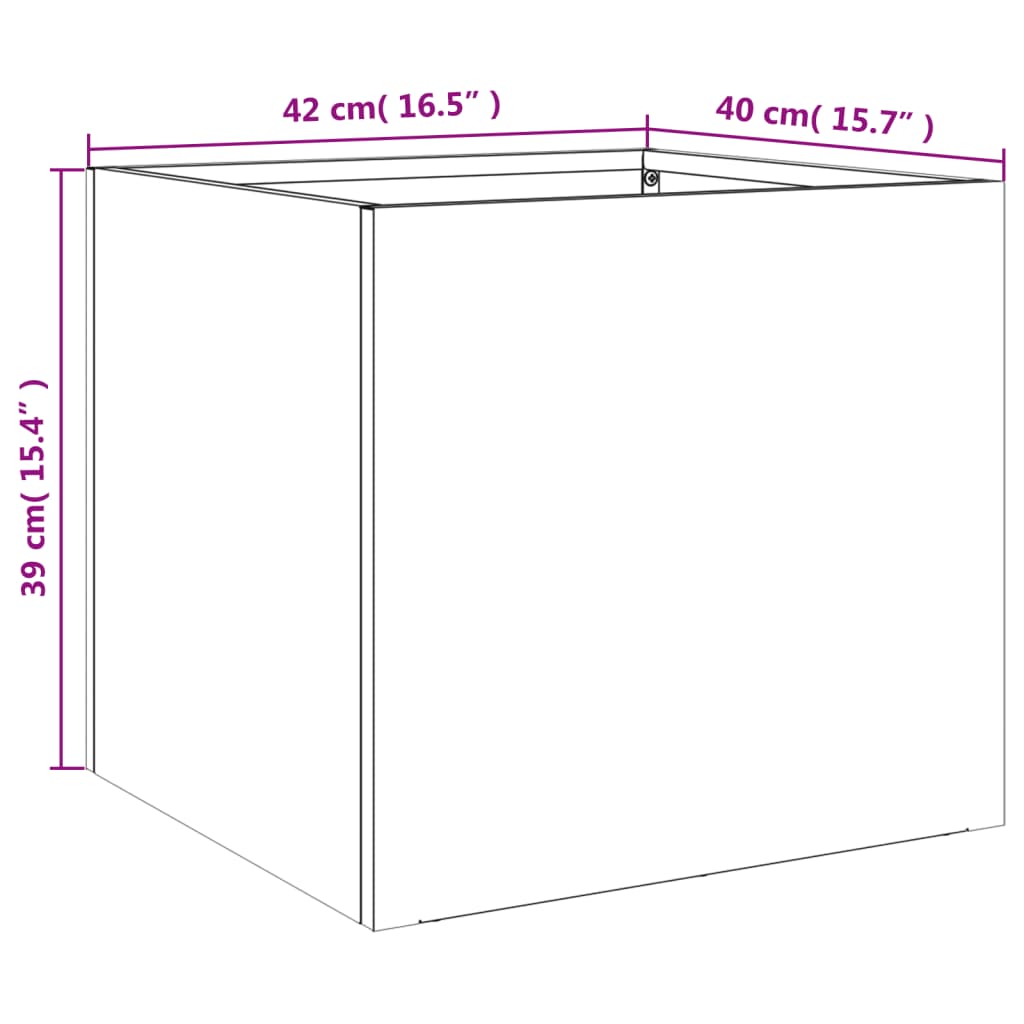 Vasos/floreiras 2 pcs 42x40x39 cm aço laminado a frio preto