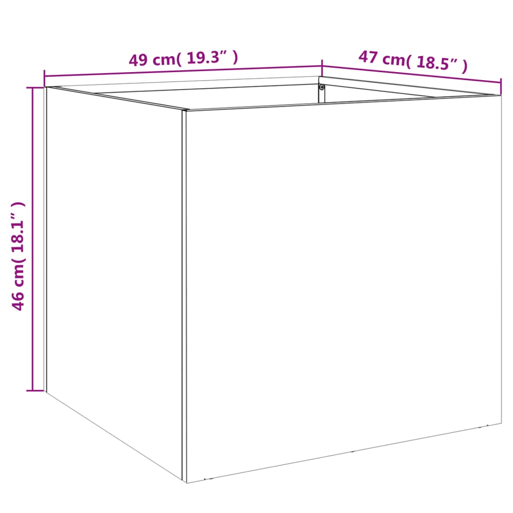 Vaso/floreira 49x47x46 cm aço laminado a frio preto