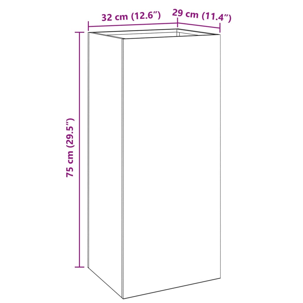 Vaso/floreira 32x29x75 cm aço laminado a frio preto