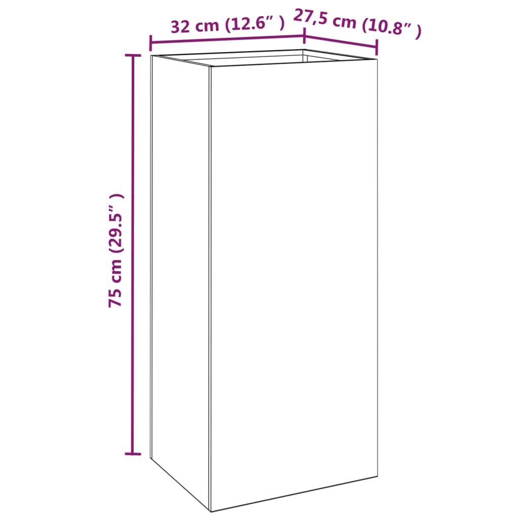 Vaso/floreira 32x29x75 cm aço laminado a frio verde