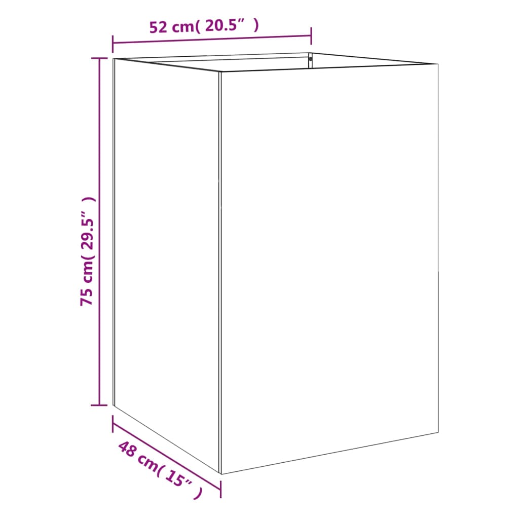 Vaso/floreira 52x48x75 cm aço laminado a frio verde