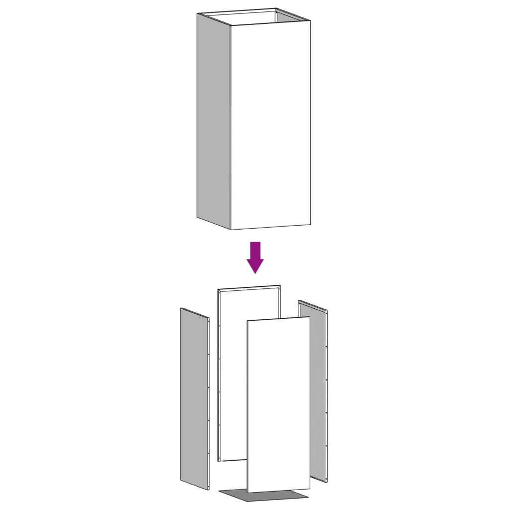 Vaso/floreira 52x48x75 cm aço inoxidável prateado