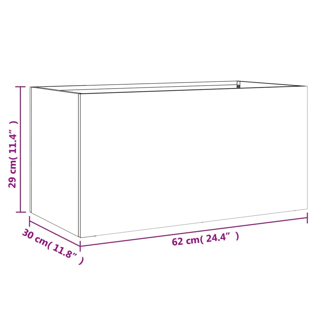 Vaso/floreira 62x30x29 cm aço laminado a frio preto