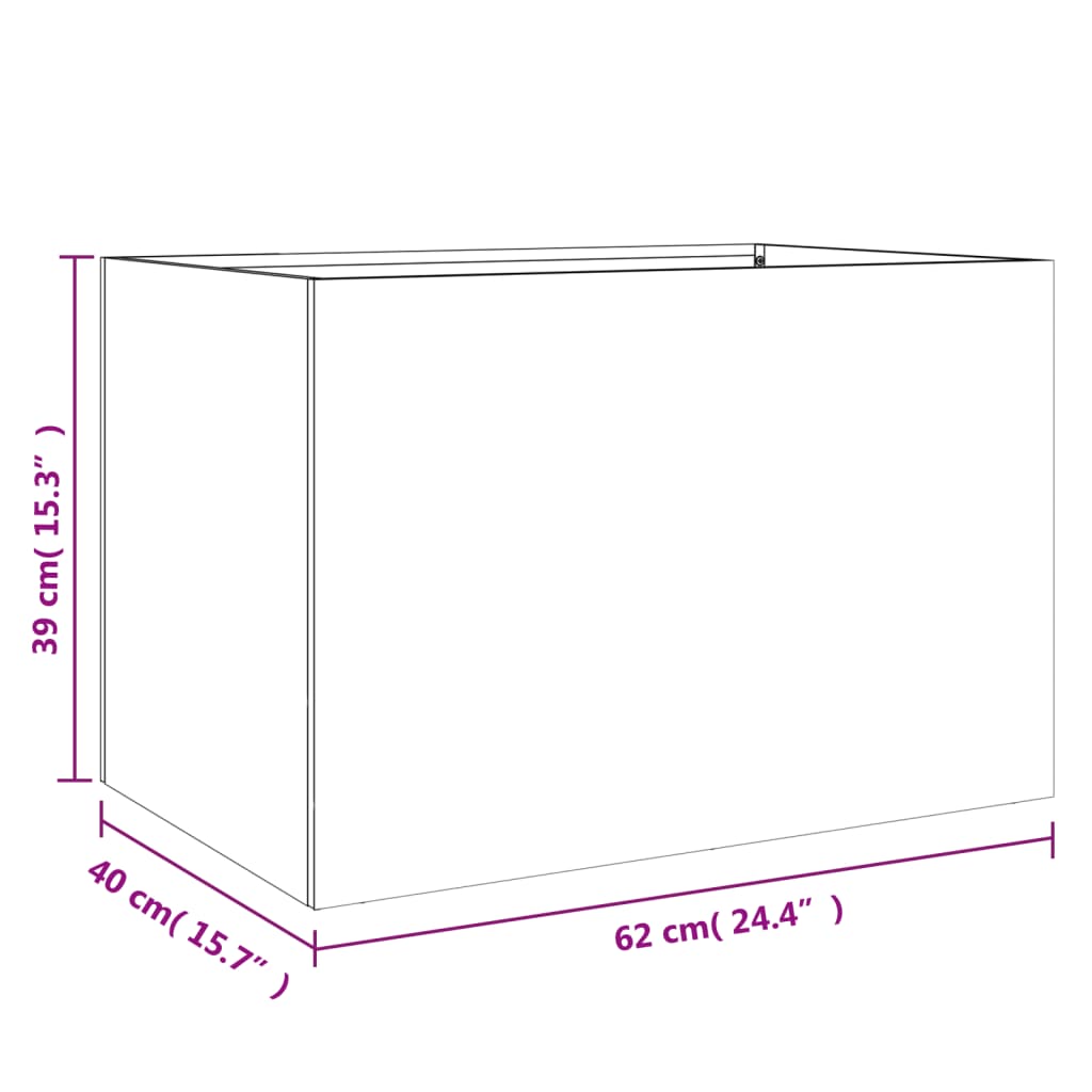 Vaso/floreira 62x40x39 cm aço laminado a frio preto