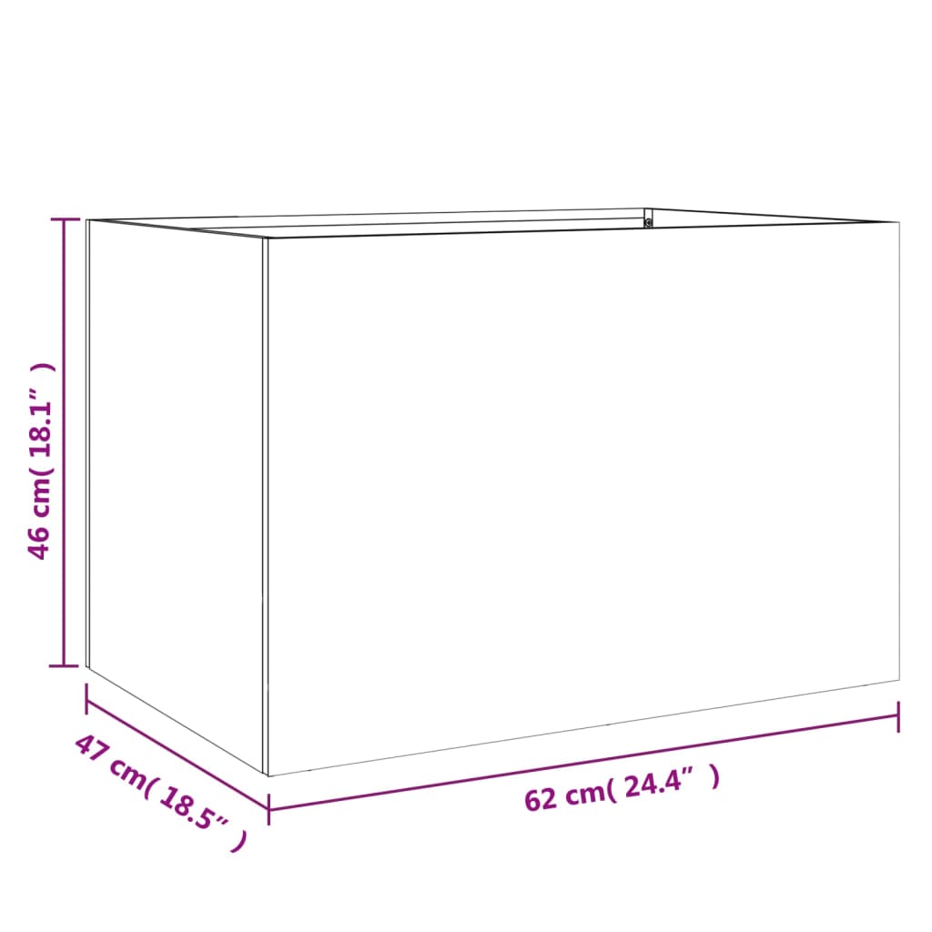 Vaso/floreira 62x47x46 cm aço laminado a frio verde-azeitona