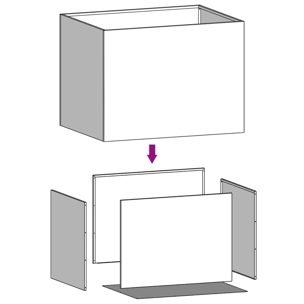 Vaso/floreira 62x47x46 cm aço galvanizado prateado