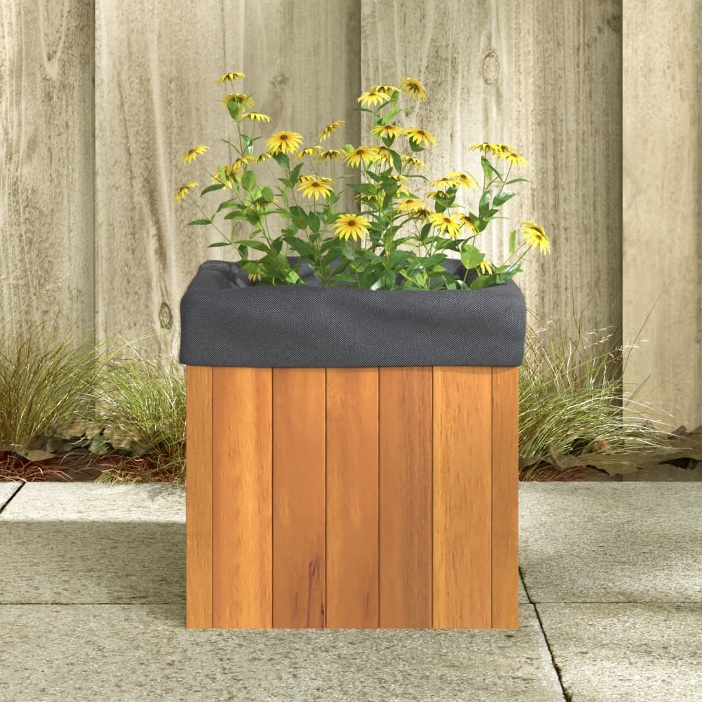 Vaso/floreira de jardim 25x25x25 cm madeira de acácia maciça