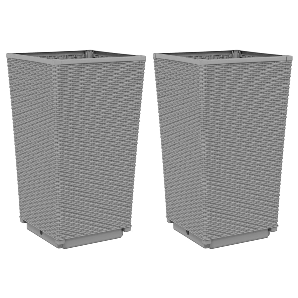 Vasos/floreiras 2 pcs 32,5x32,5x57 cm PP cinzento-claro