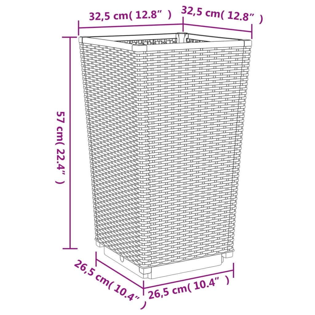 Vasos/floreiras 2 pcs 32,5x32,5x57 cm PP preto