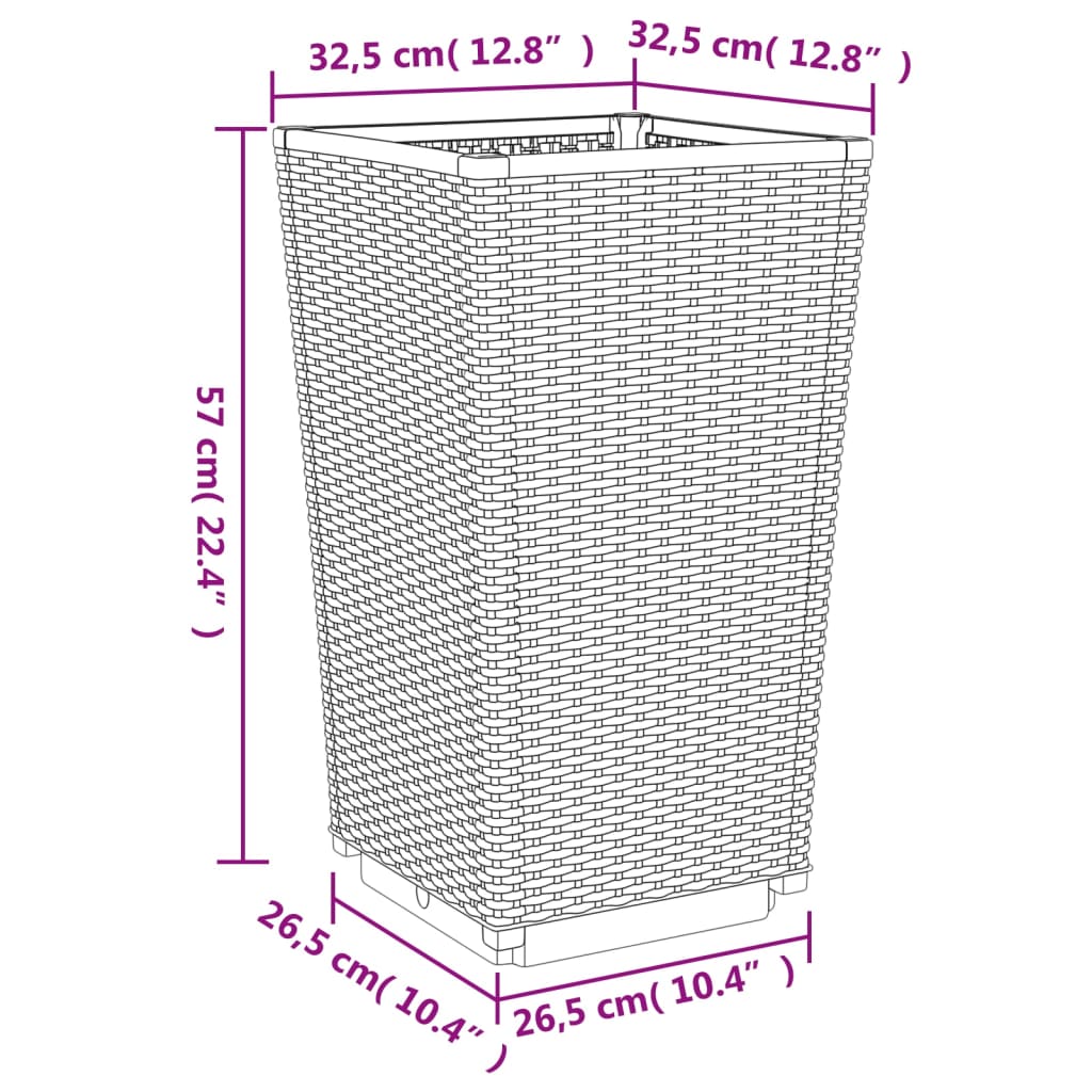 Vasos/floreiras 2 pcs 32,5x32,5x57 cm PP branco