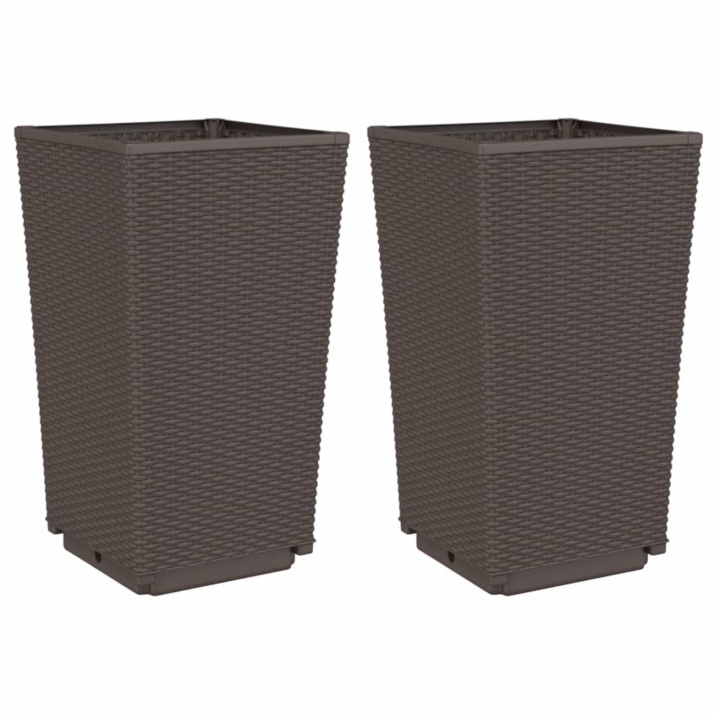 Vasos/floreiras 2 pcs 32,5x32,5x57 cm PP castanho