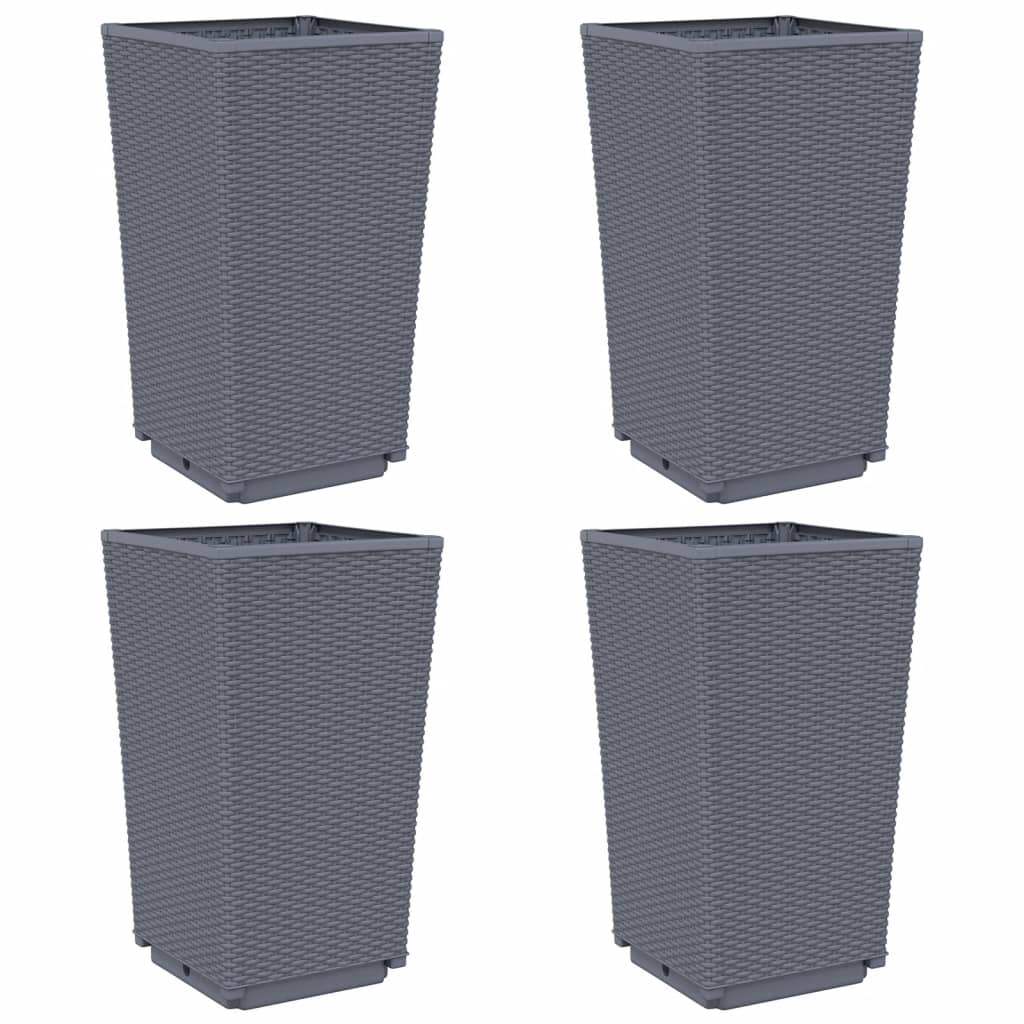 Vasos/floreiras 4 pcs 32,5x32,5x57 cm PP cinzento