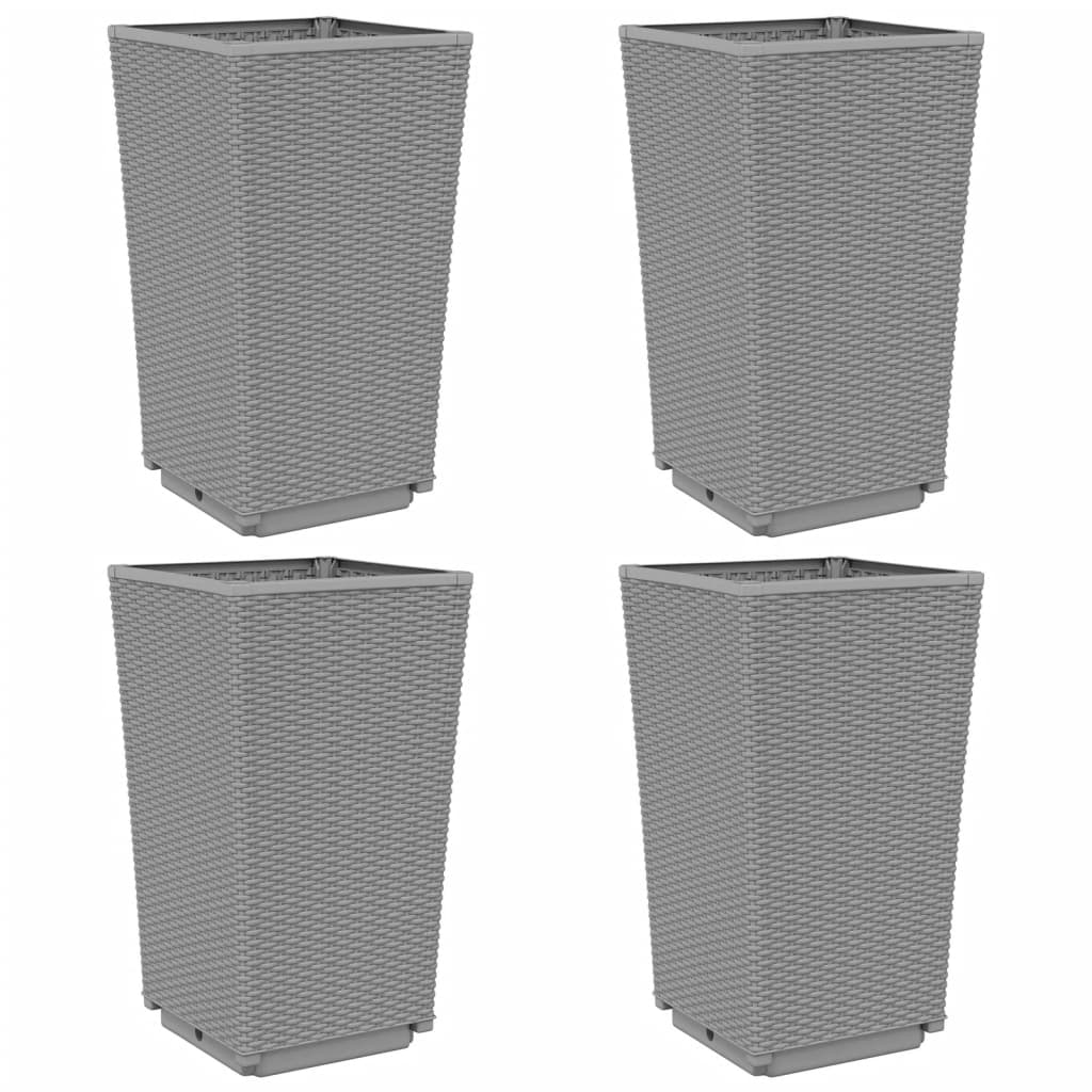 Vasos/floreiras 4 pcs 32,5x32,5x57 cm PP cinzento-claro