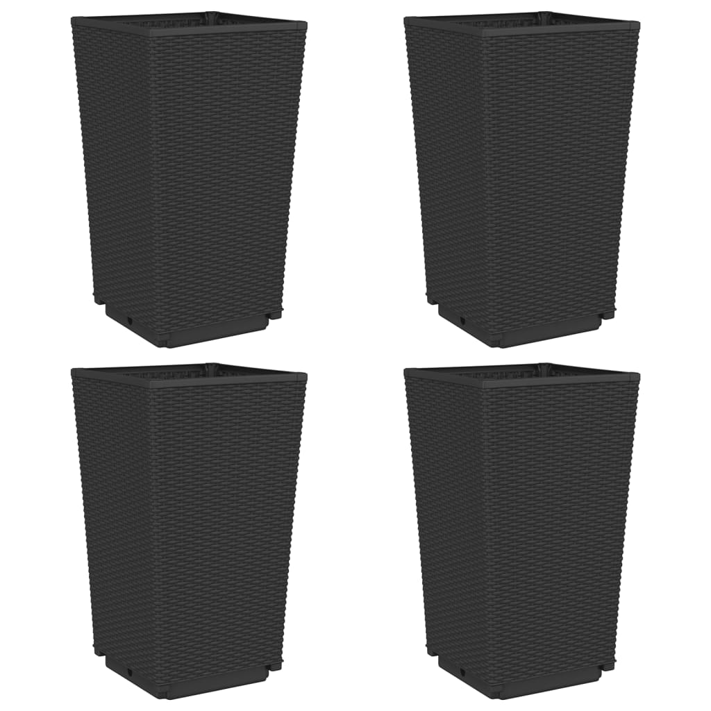 Vasos/floreiras 4 pcs 32,5x32,5x57 cm PP preto