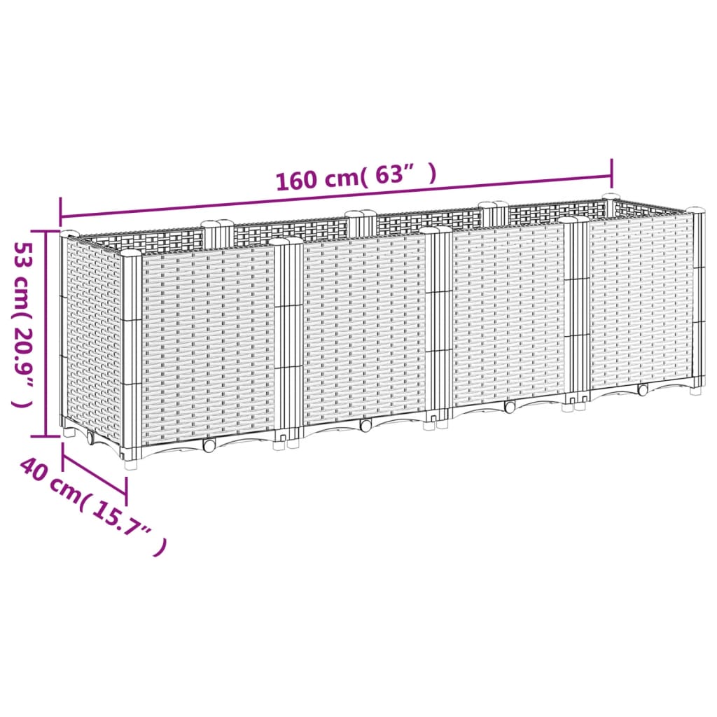 Vaso/floreira 160x40x53 cm PP castanho