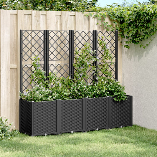 Vaso/floreira de jardim c/ treliça 160x40x140 cm PP preto