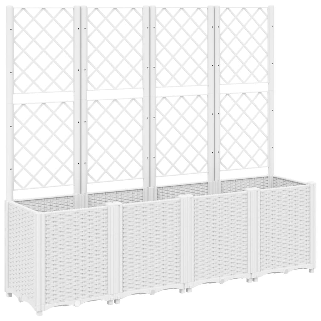 Vaso/floreira de jardim c/ treliça 160x40x140 cm PP branco