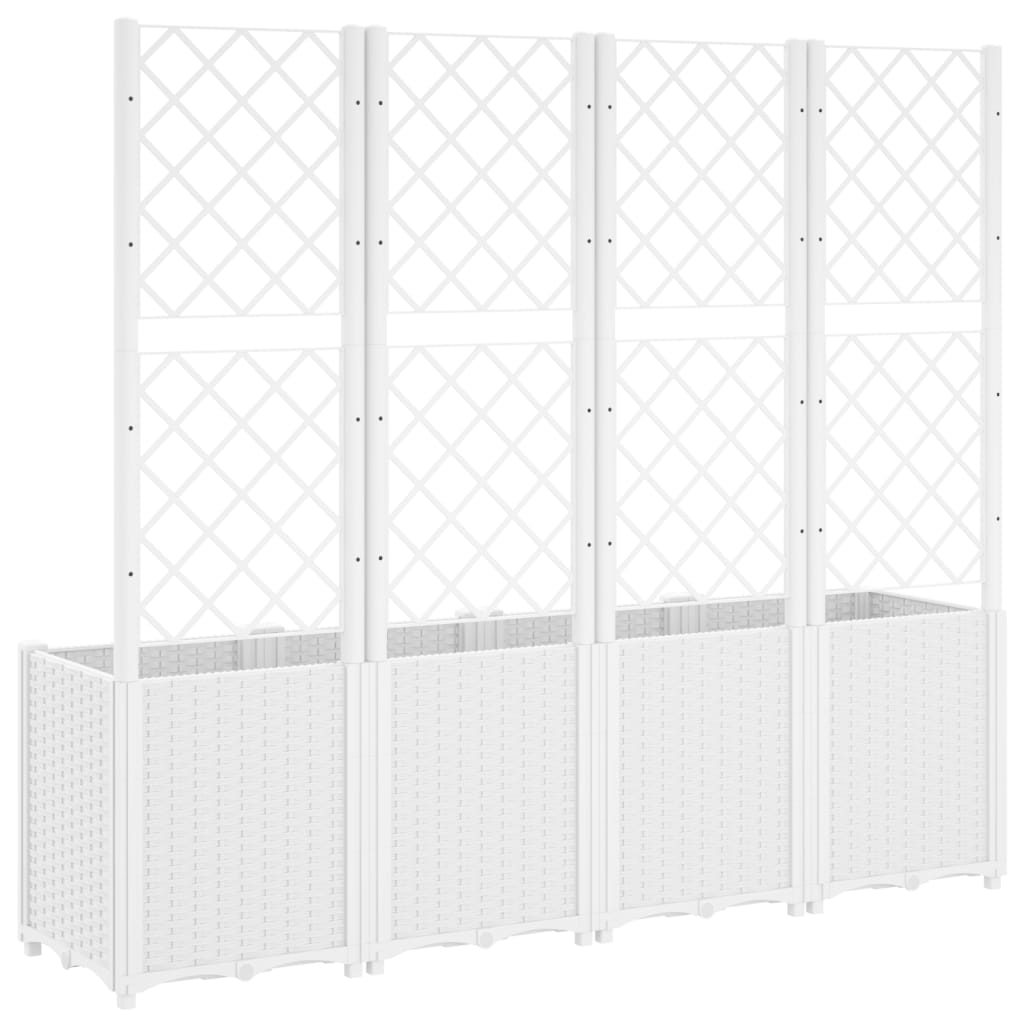 Vaso/floreira de jardim c/ treliça 160x40x140 cm PP branco