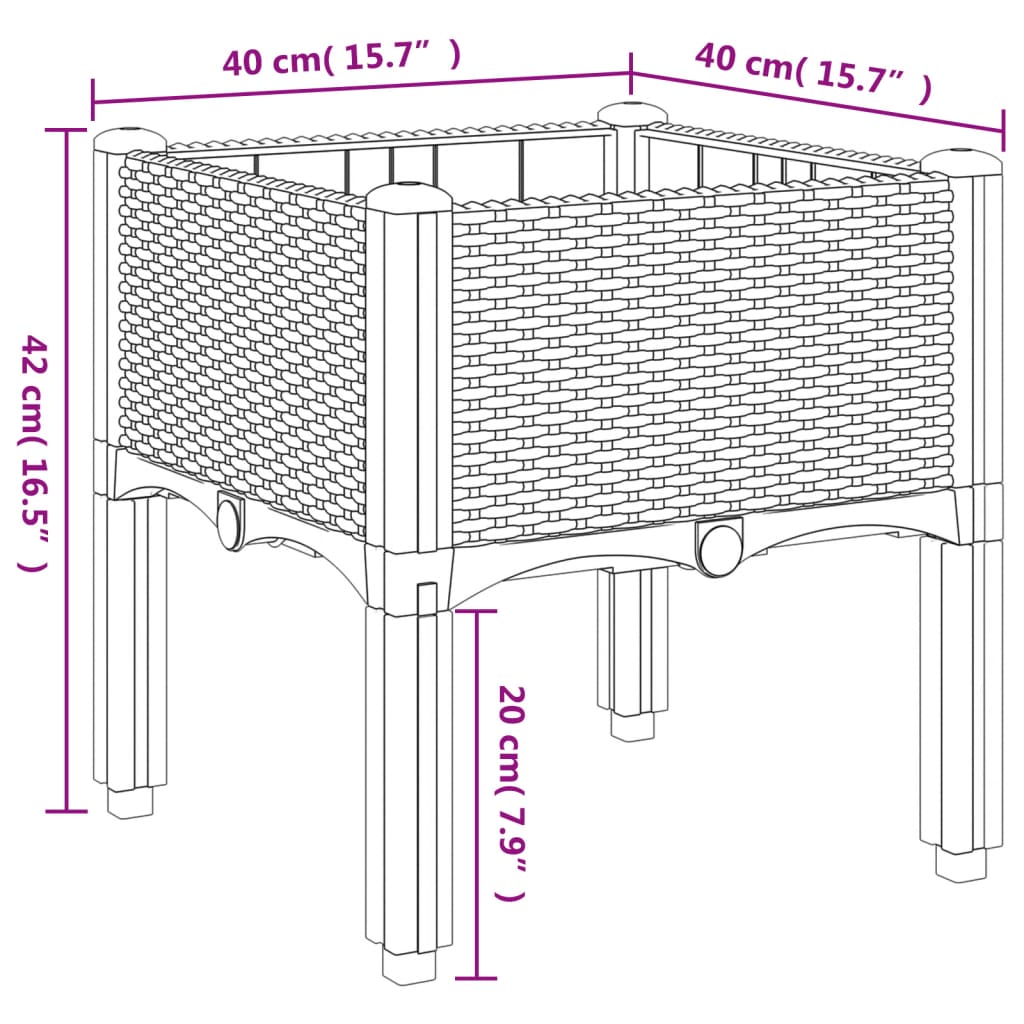 Vaso/floreira de jardim c/ pernas 40x40x42 cm PP branco