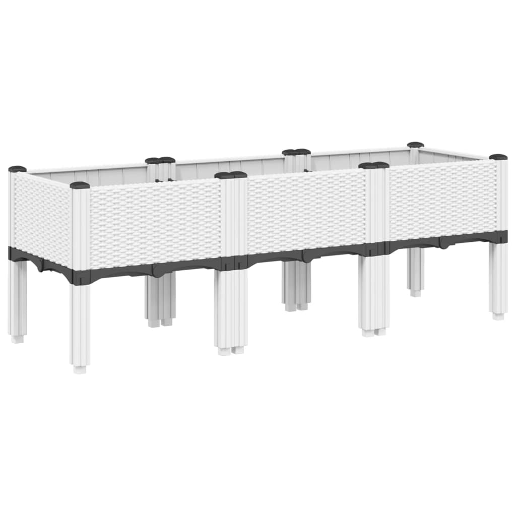 Vaso/floreira de jardim c/ pernas 120x40x42 cm PP branco