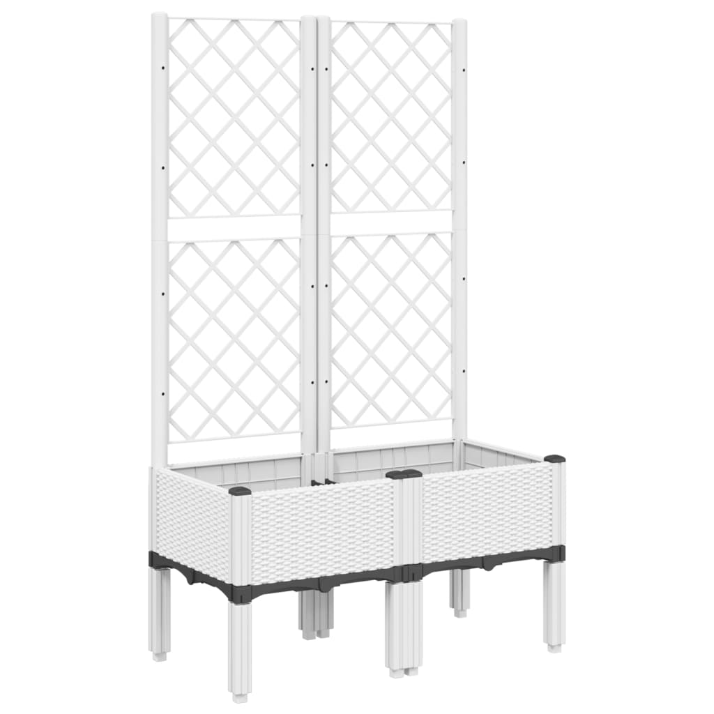 Vaso/floreira de jardim c/ treliça 80x40x142 cm PP branco