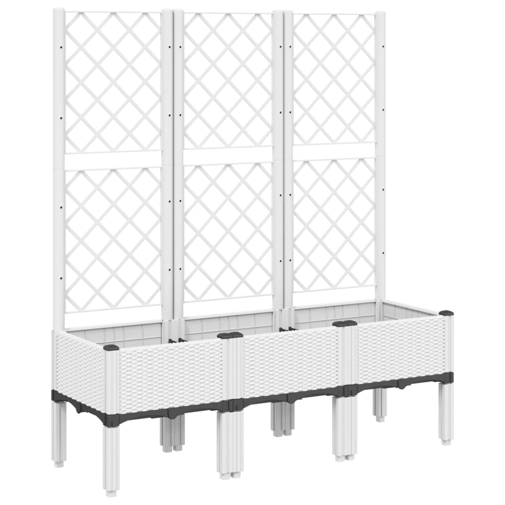 Vaso/floreira de jardim c/ treliça 120x40x142 cm PP branco