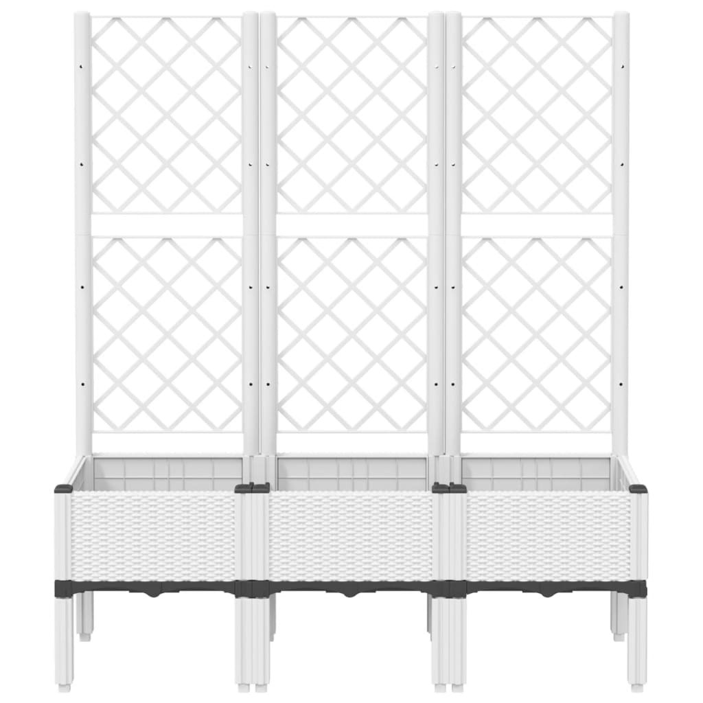 Vaso/floreira de jardim c/ treliça 120x40x142 cm PP branco