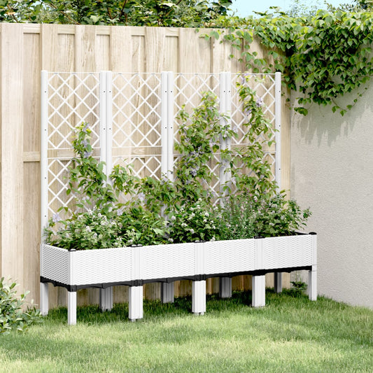 Vaso/floreira de jardim c/ treliça 160x40x142 cm PP branco