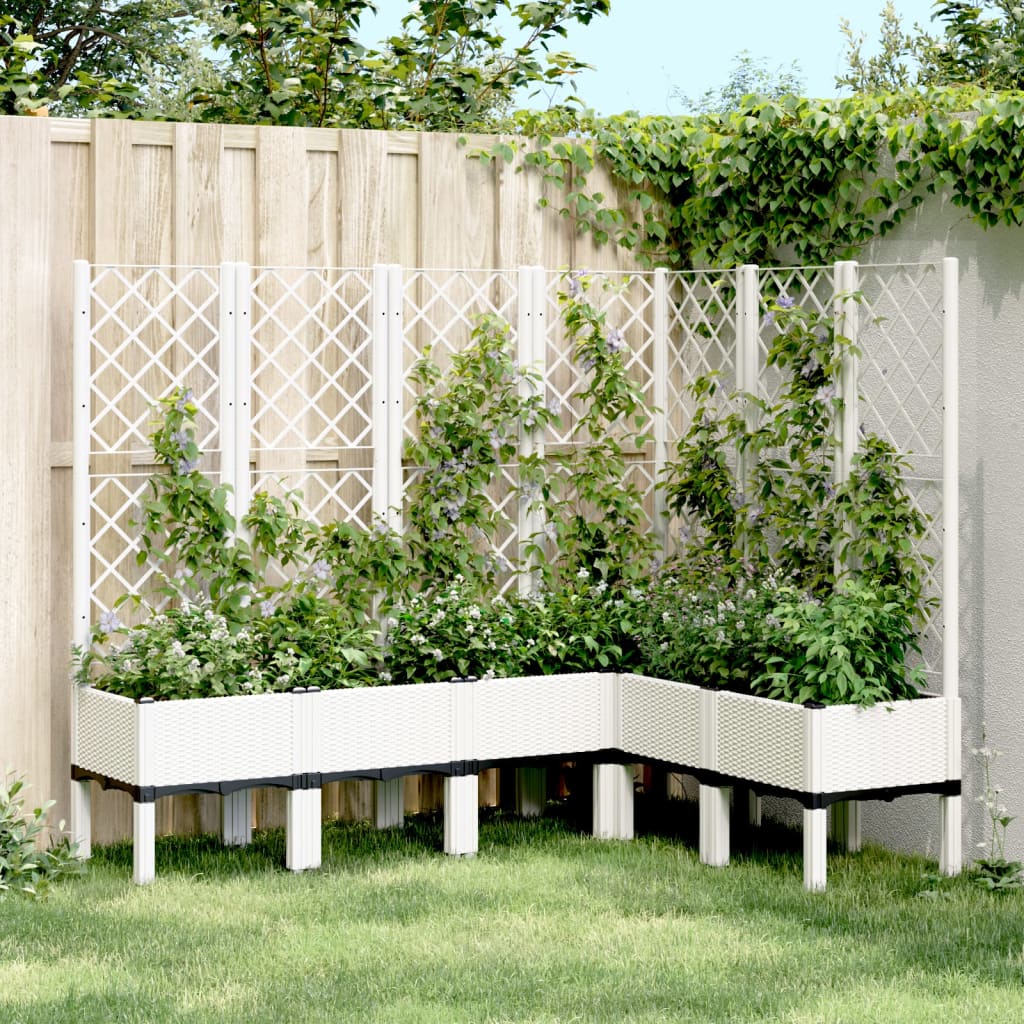 Vaso/floreira de jardim c/ treliça 160x120x142 cm PP branco