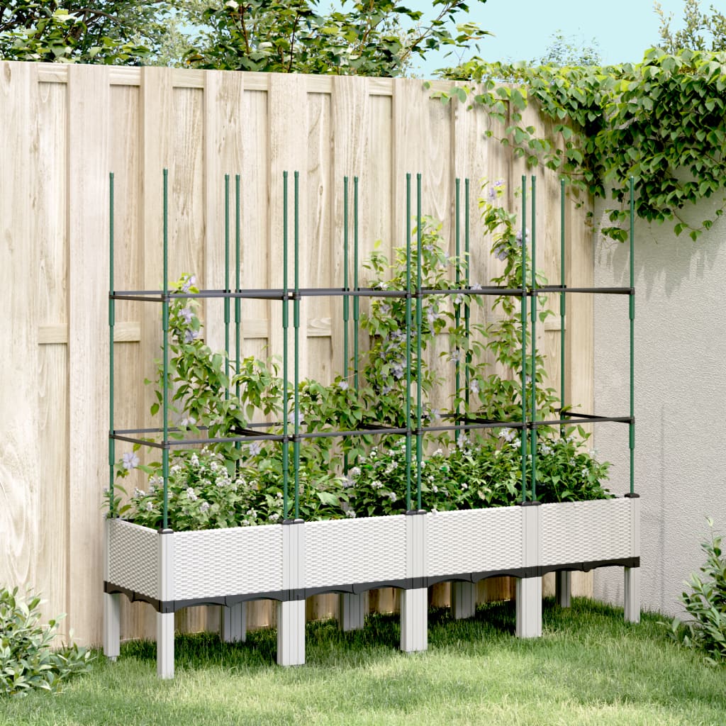 Vaso/floreira de jardim c/ treliça 160x40x142,5 cm PP branco