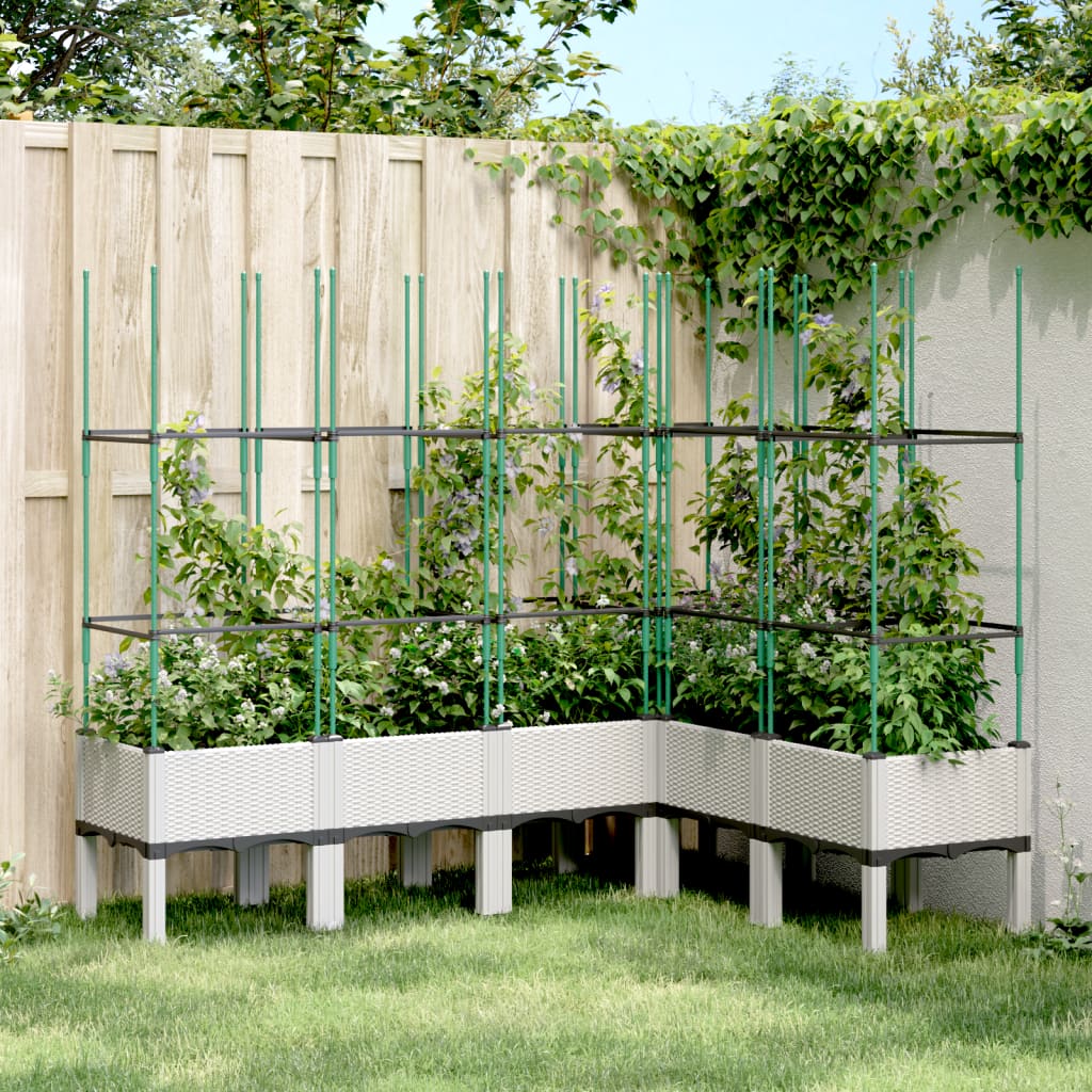 Vaso/floreira de jardim c/ treliça 160x120x142,5 cm PP branco