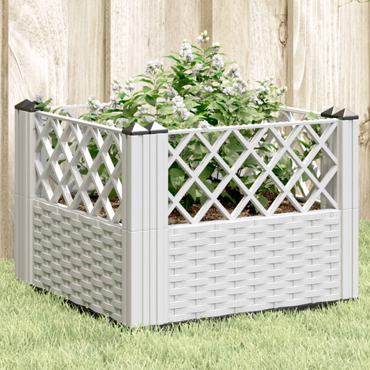 Vaso/floreira de jardim c/ estacas 43,5x43,5x43,5 cm PP branco