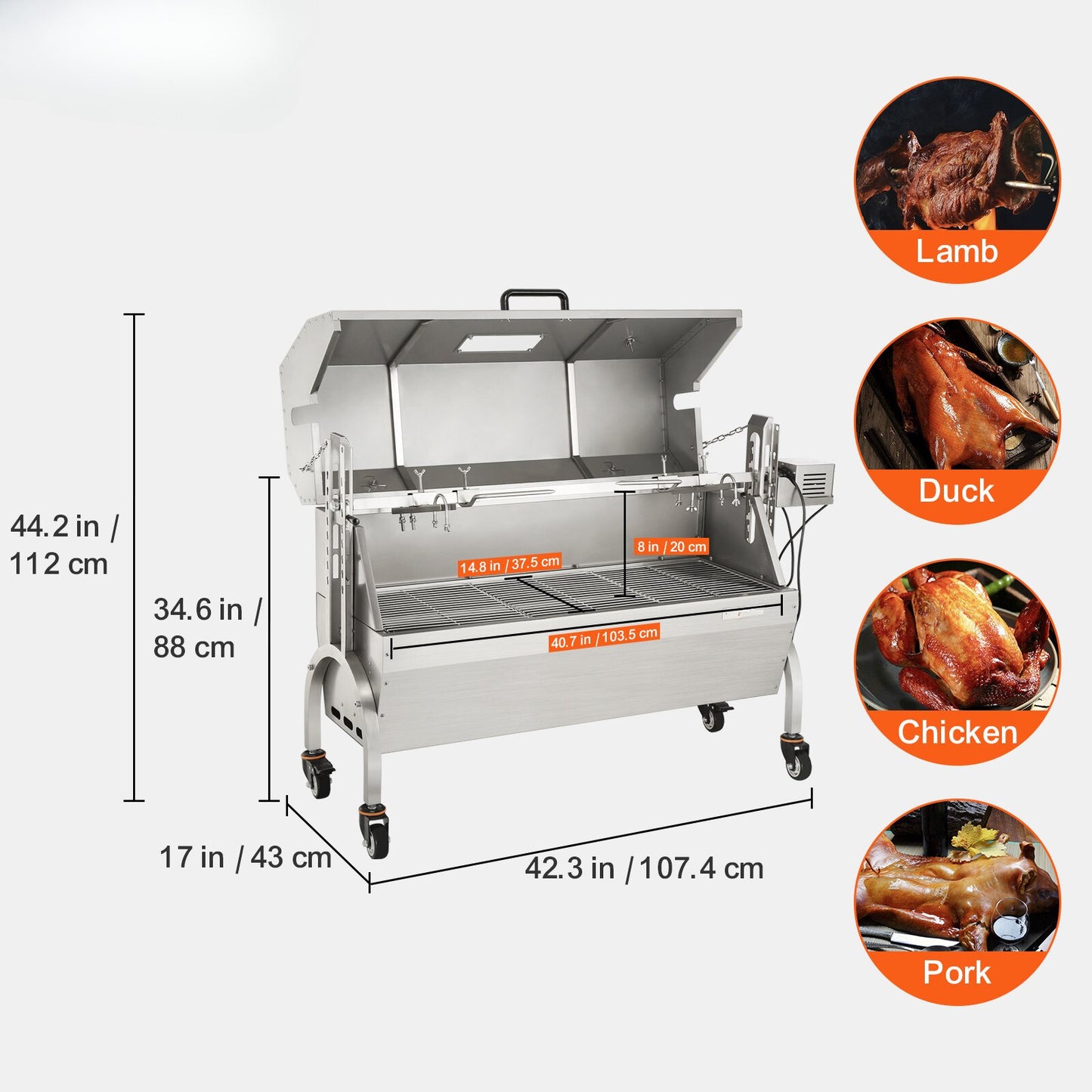 grelhador forno de leitao frango churrasco pernil etc novos com motor