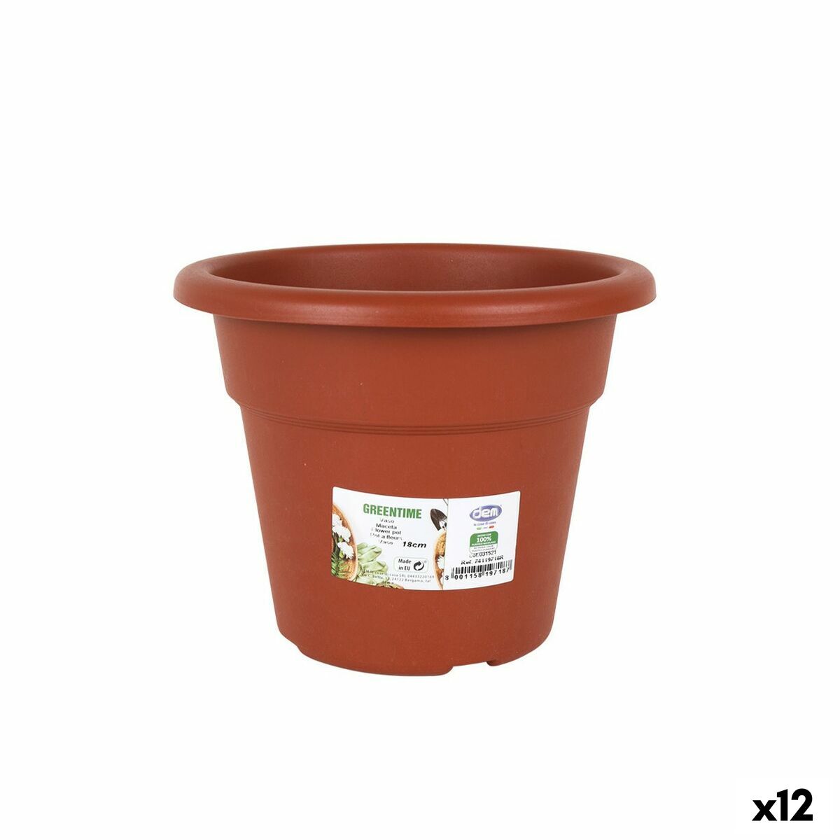 Vaso Dem Greentime Redonda Castanho ø 18 x 14,6 cm (12 Unidades)