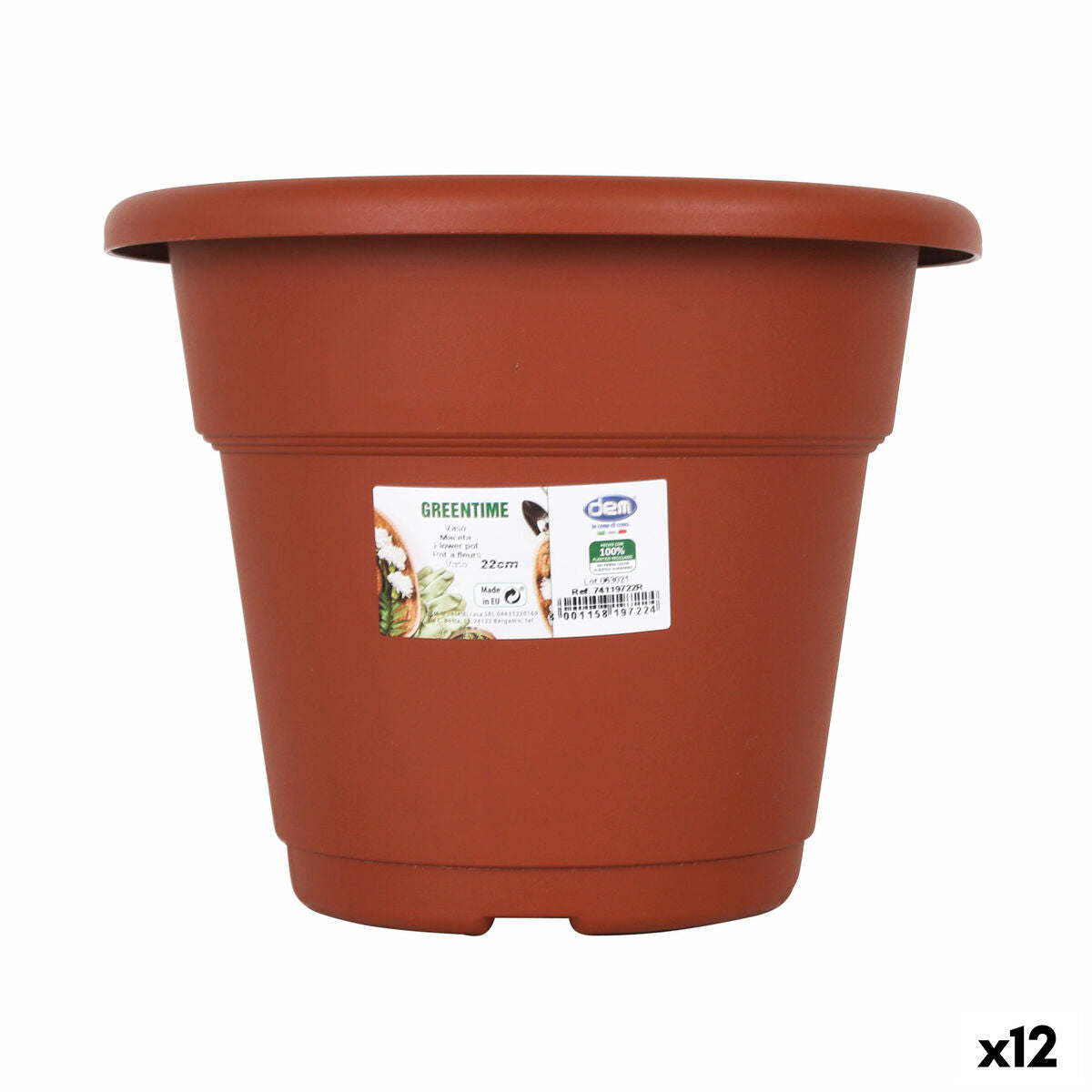 Vaso Dem Greentime Redonda Castanho ø 22 x 17,5 cm (12 Unidades)