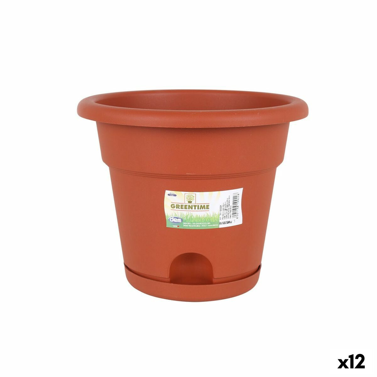 Vaso com Prato Dem Greentime Castanho ø 22 x 18 cm (12 Unidades)