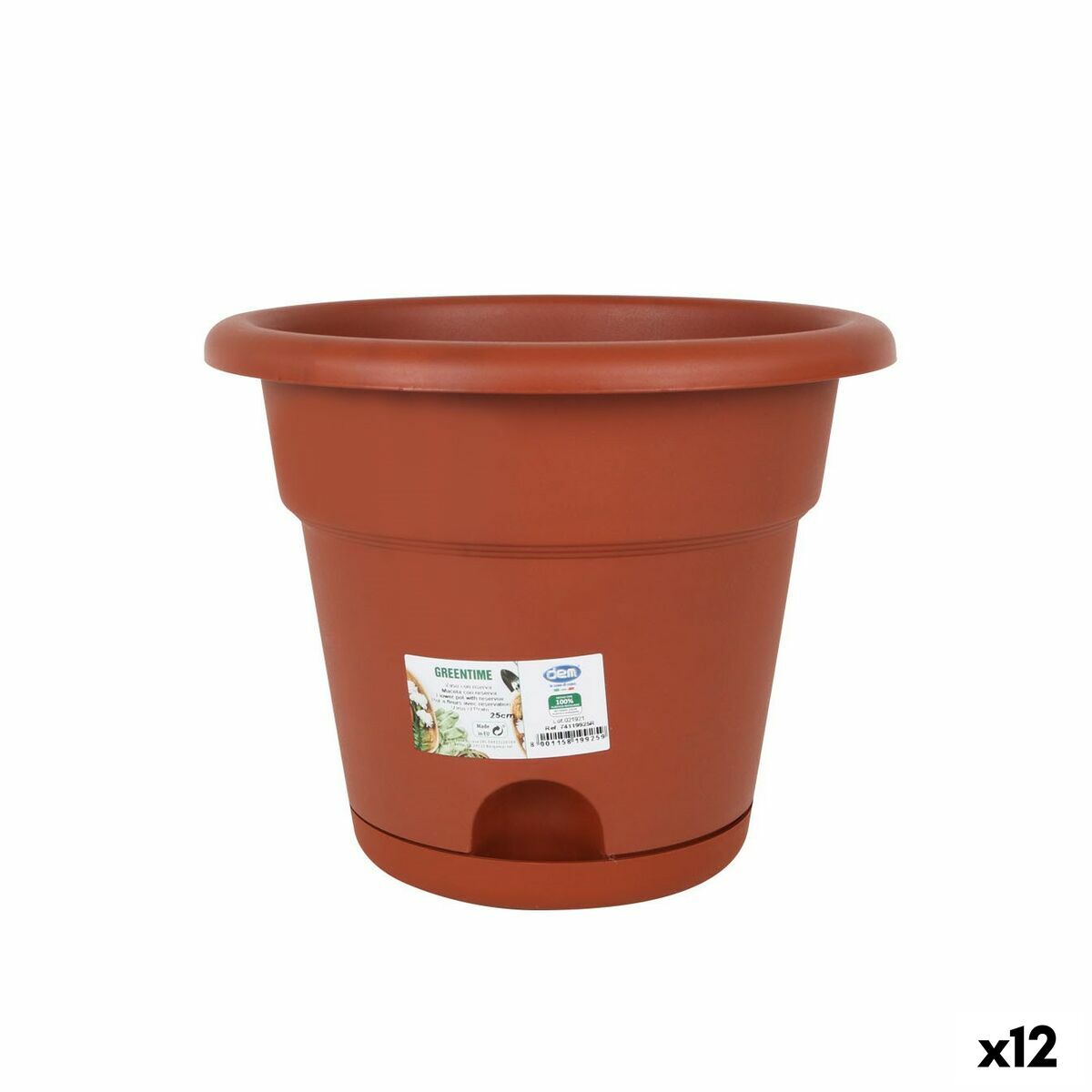 Vaso com Prato Dem Greentime Castanho 25 x 25 x 20 cm (12 Unidades)