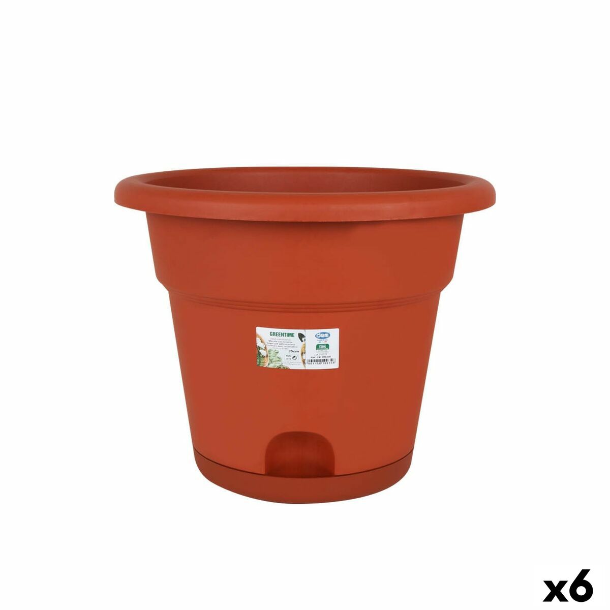 Vaso com Prato Dem Greentime Castanho ø 35 x 28,5 cm (6 Unidades)