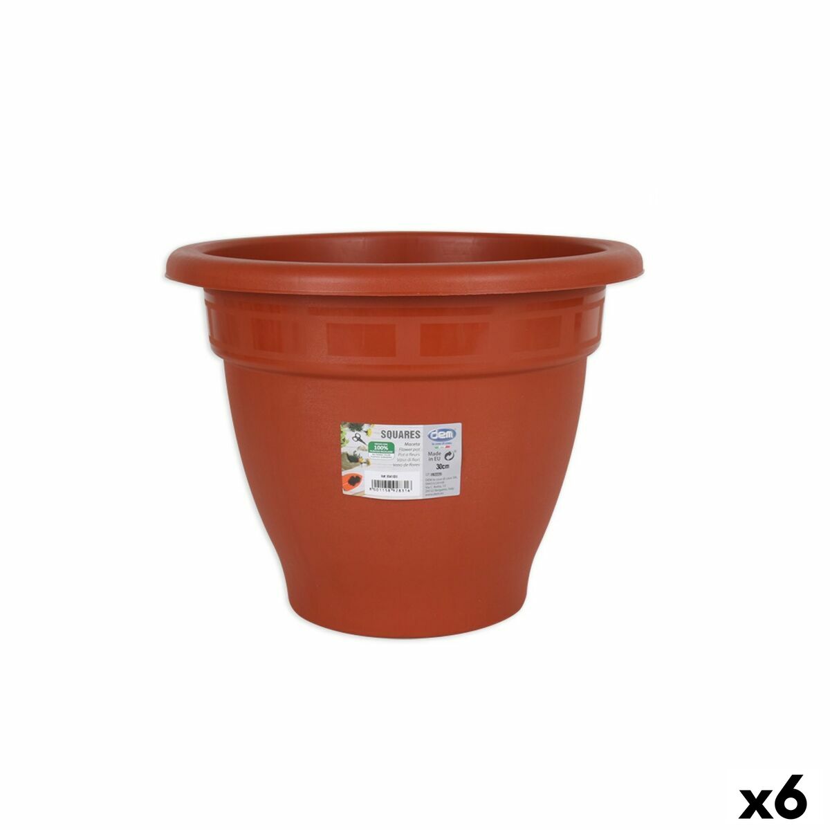 Vaso Dem Squares Redonda Castanho 30 x 30 x 23,5 cm (6 Unidades)