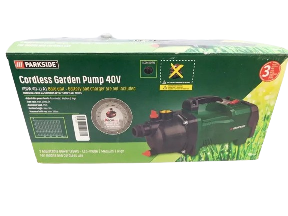 Bomba de jardim sem fio PARKSIDE® 40 V »PGPA 40-Li A1« sem bateria e carregador B-ware