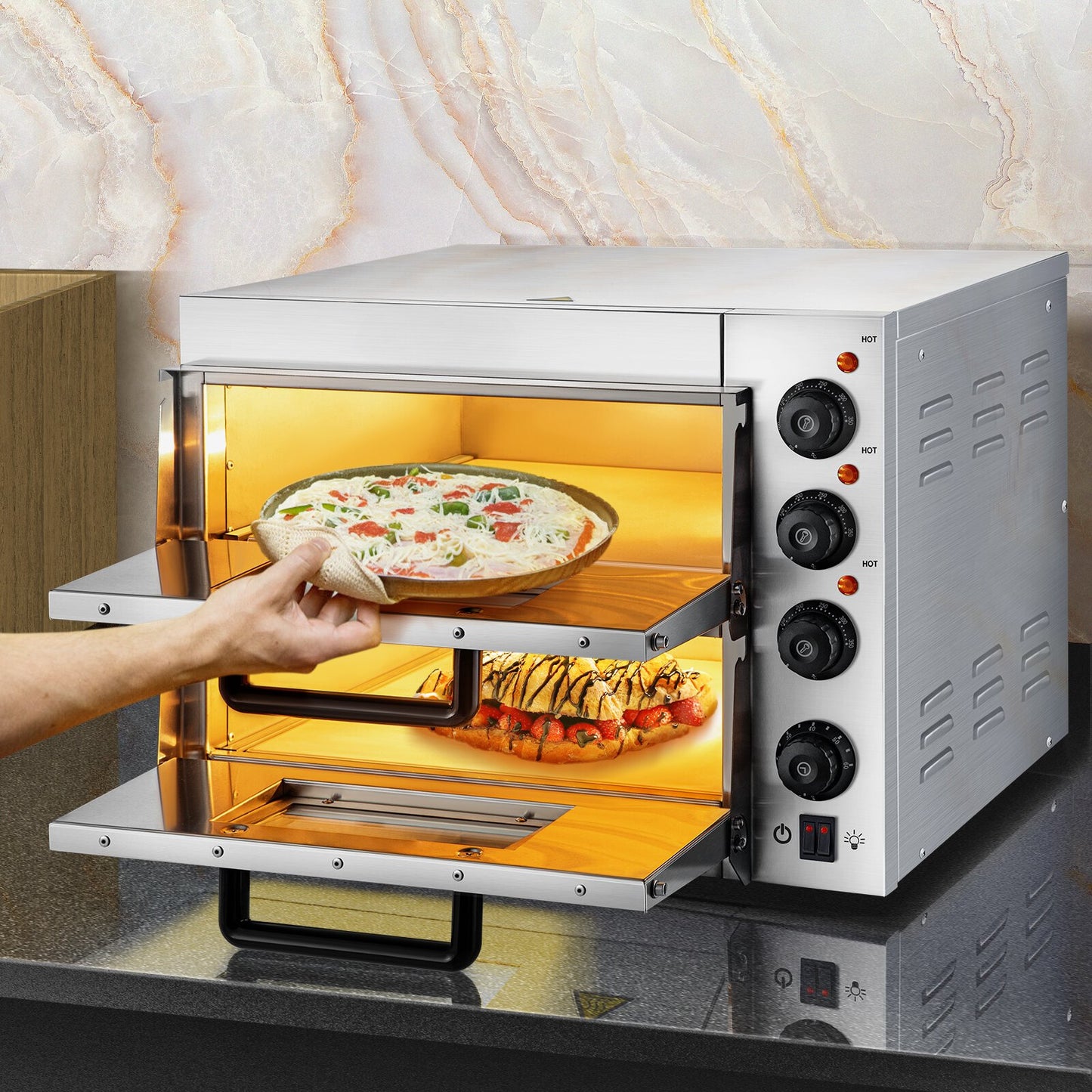 Forno de pizza duplo profissional  36cm 3000w ate 350graus